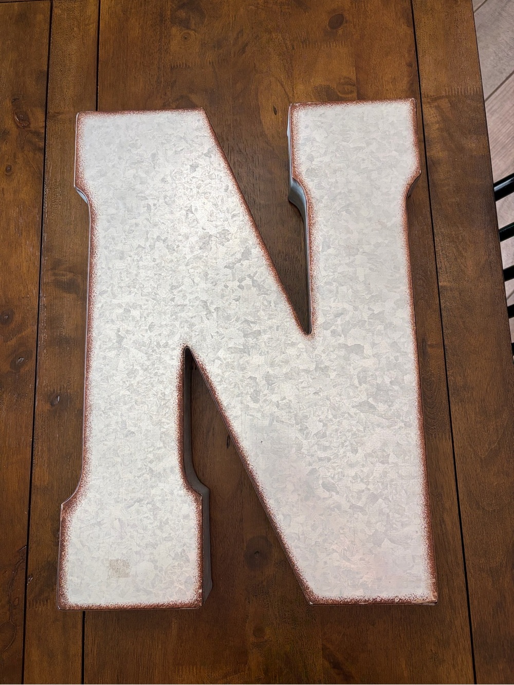 Large Galvanized Metal Letter N Wall Decor – 20”